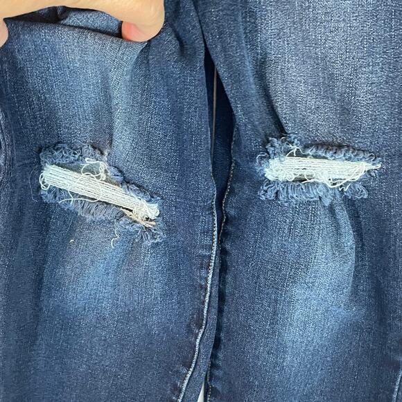 KanCan Skinny Blue Jeans Women Junior 13/30 Zip Ankle Ripped Knees Stretch Denim - Picture 5 of 12